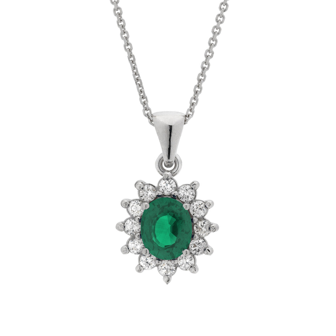 Golay-kjede med 6x5 ovalt smaragd-anheng og diamanter PCL019WDISM-22158110167