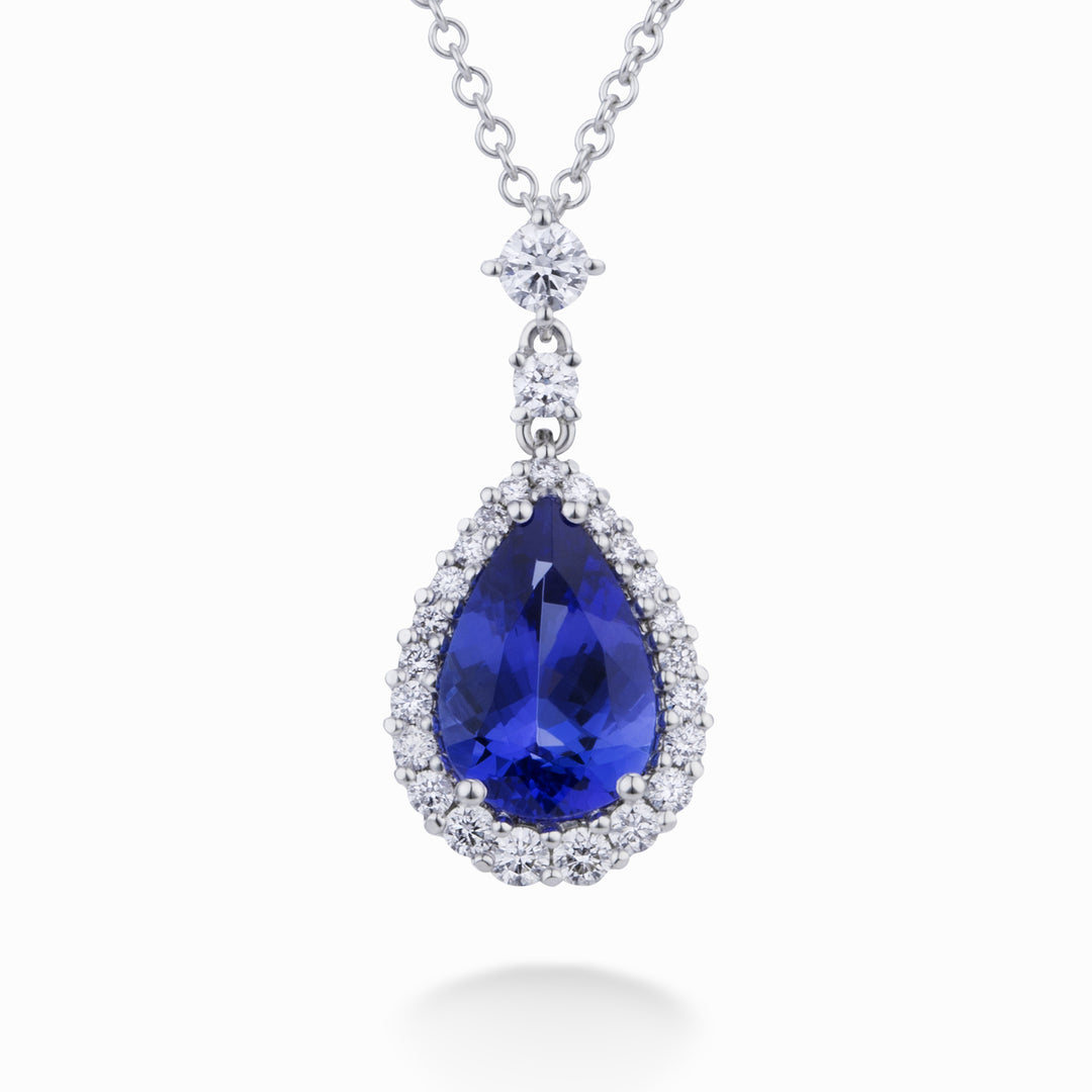 Collier Golay tanzanite goutte 13x9 et contour diam PCLC073DITZ2-21363110012