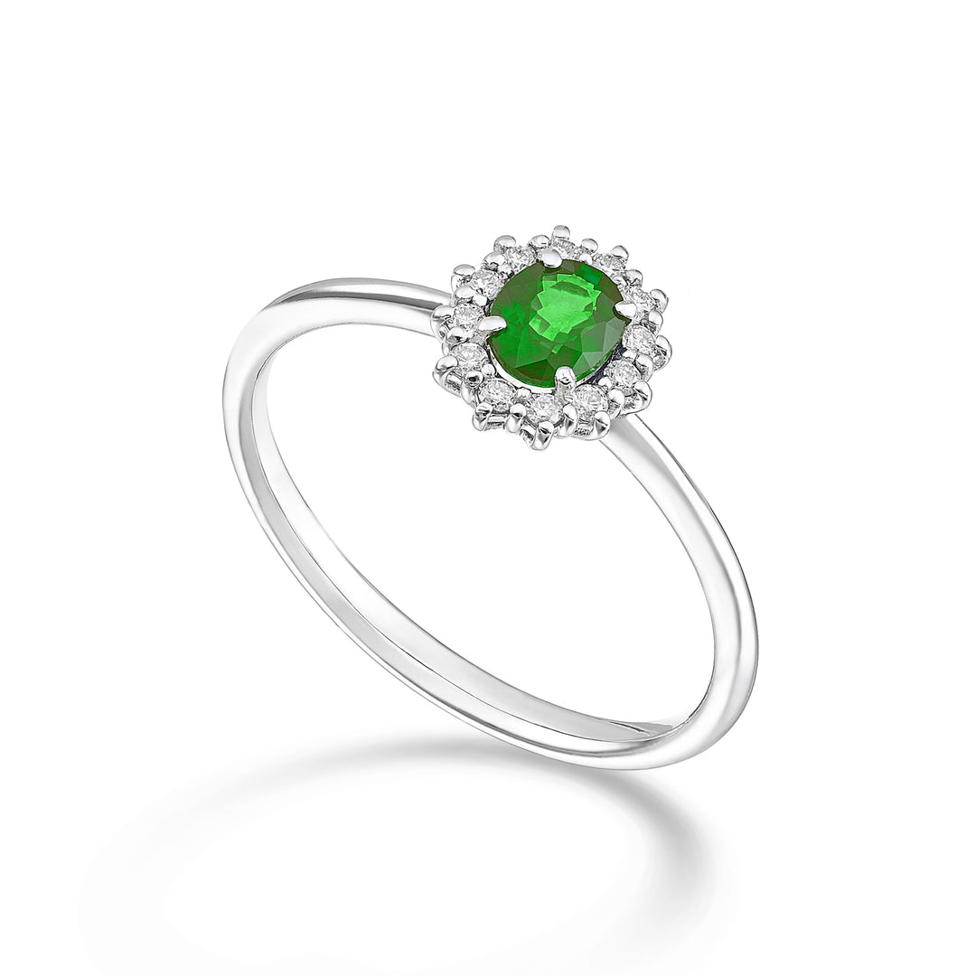 Mikiko an 18k smeraldo nat. ovale 5x4 ct.0,30 diam. ct.0,10 MA5167O4SMN