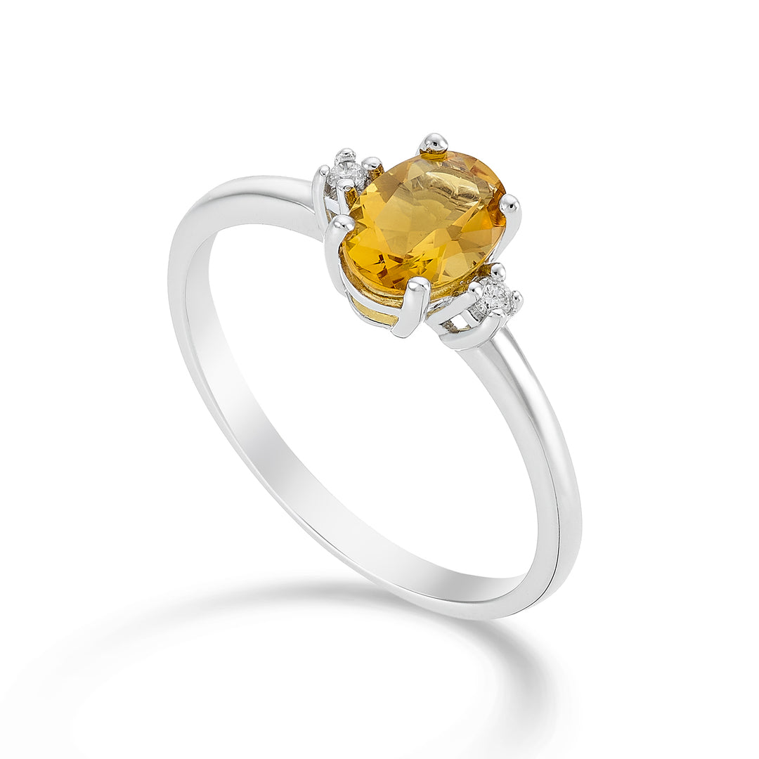 Mikiko en 18k oval citrin 7x5 ct.0,60 diam. ct.0,03 MA5073O4CITR