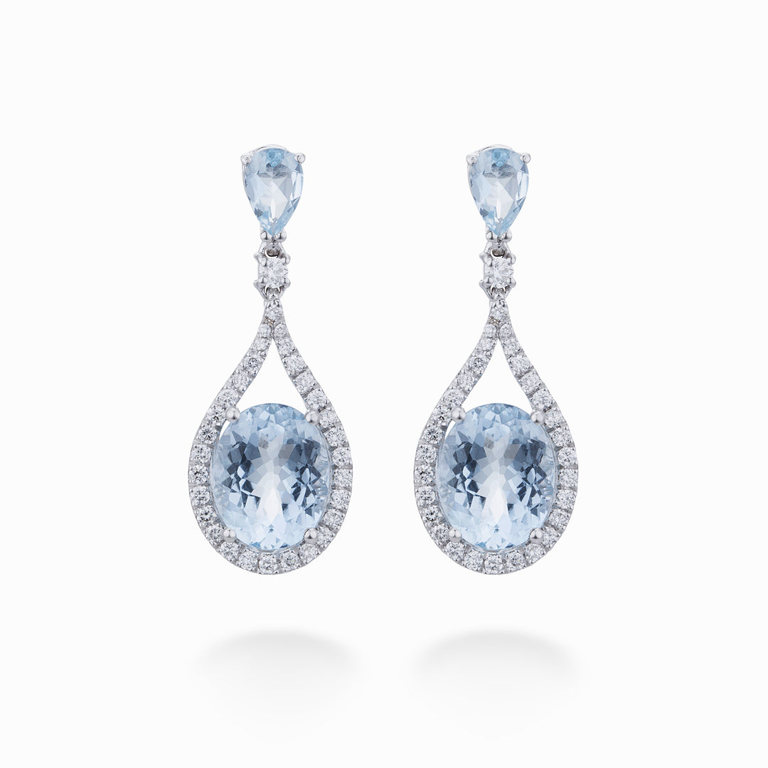 World Diamond Group akvamarin medál fülbevaló ov 10x8 és goc 6x4 + átmérő OCLC149DAQ810-24010110098