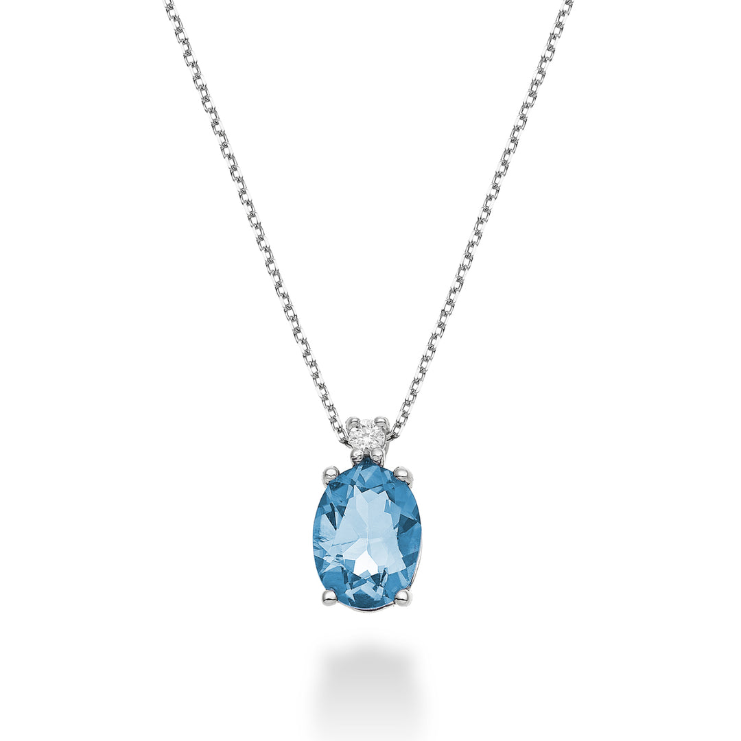 Mikiko cl 18k oval blå topas 8x6 ct.1,50 diam. ct.0,025 MD5036O4TPAZ
