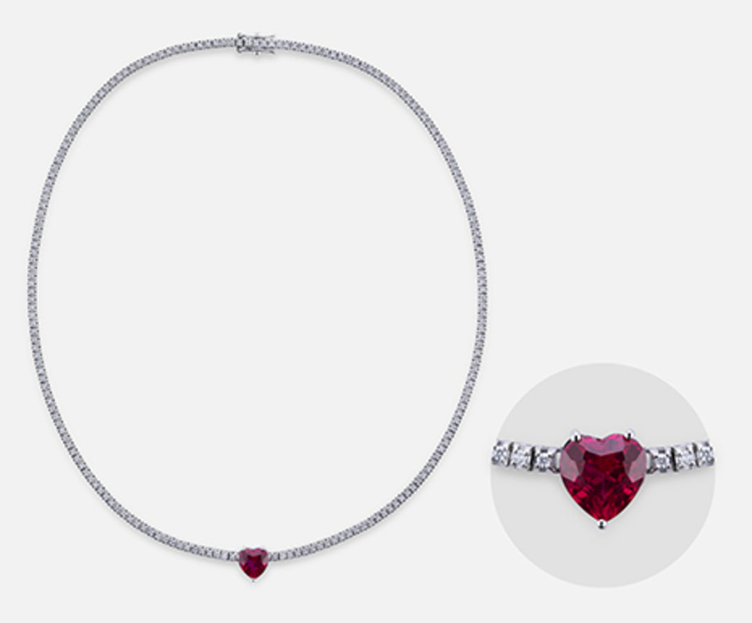 X-Diamond cl tennis 9kt lab g.d. red heart ct. total 4.38 XDGTQ07WBR375