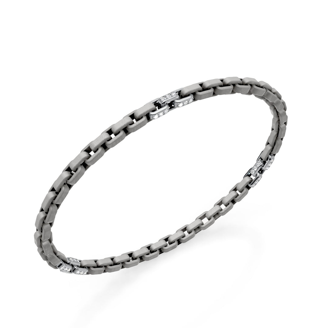 Golay harmaa titaanirannekoru, 9 platinapäällystettä, neliömäinen linkki, 18cm GBR033E9PTDIGR-180