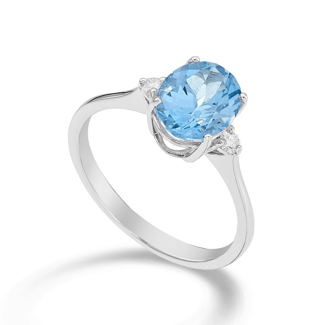 Nihama en 18k oval blå topas 7x9 ct.2,10 diam. ct.0,08 NA5143O4TPAZ