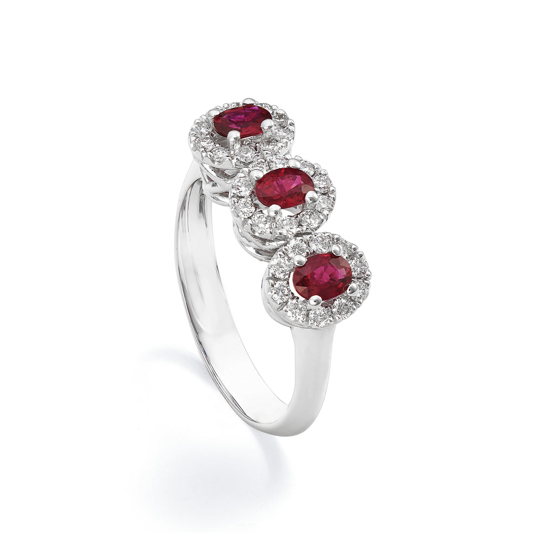 Golay trilogie ring met ovale robijnen 4x3 met diamanten ACL3122DIRU34-24030110105