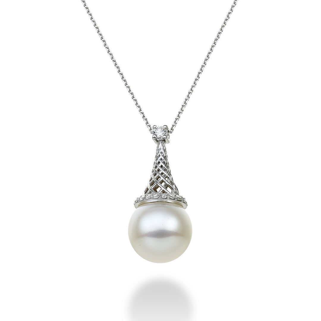 Résille Golay cl 18k avec diam et perle fw 10-10.5 contour 0.20 ct PRPEC01DIFABI100