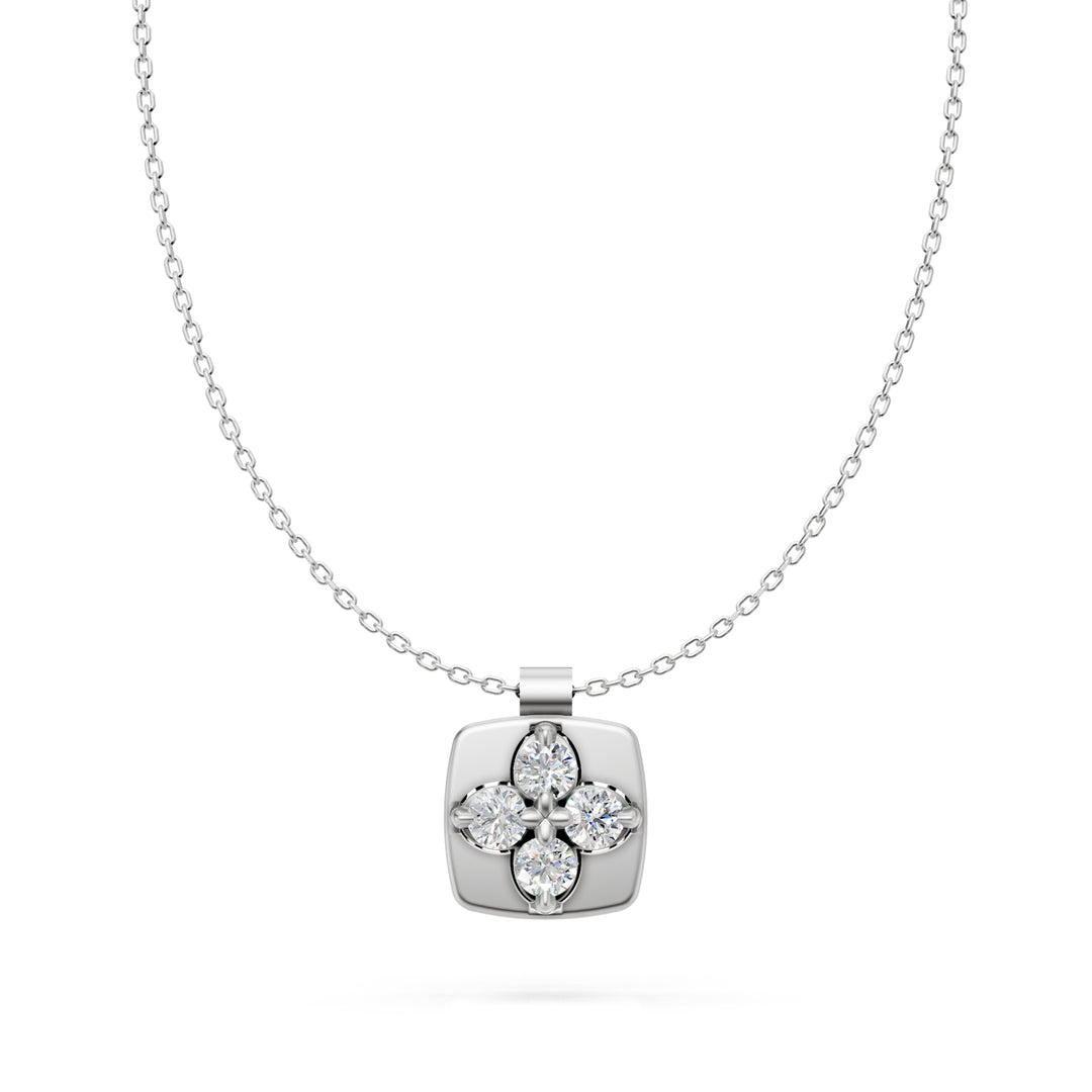 Collar Golay de flores de raso con pequeños diamantes blancos GMPFI01DI74SB-24051110182