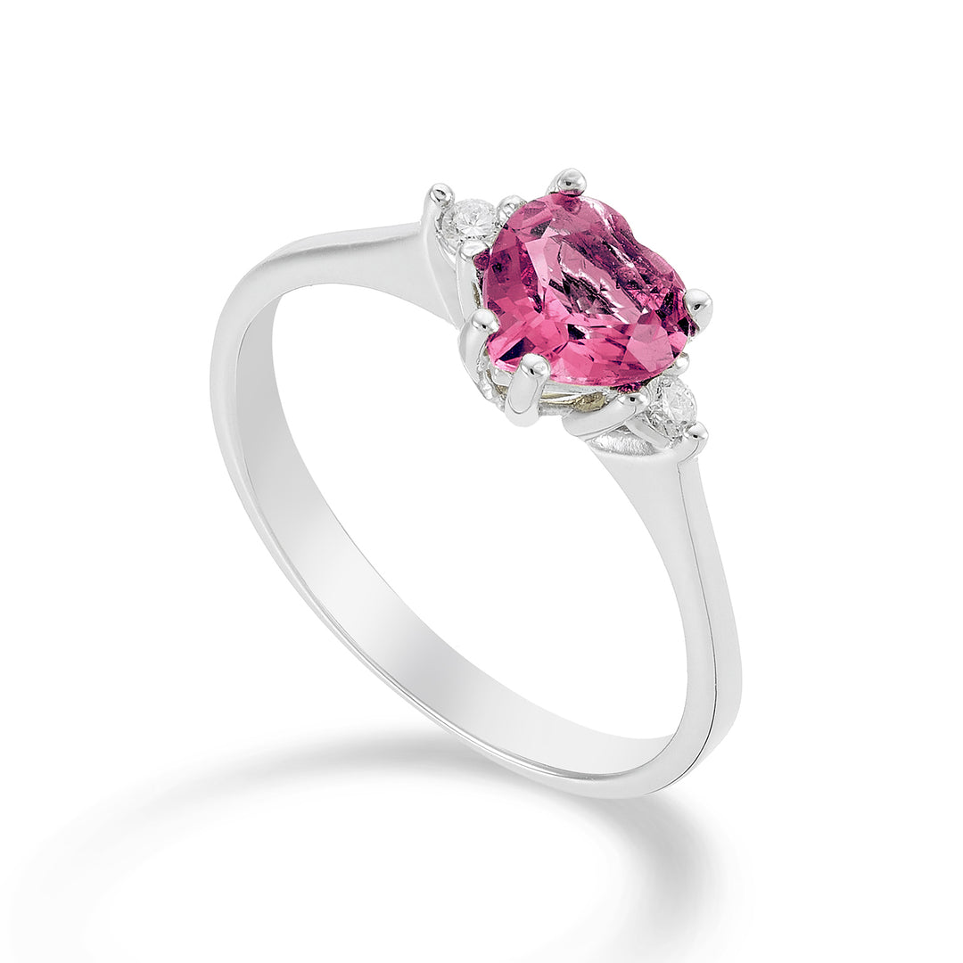 Nihama 18k pembe topaz kalp 6x6 ct.1,00 çap. ct.0,04 NACL198DITPPK66O4