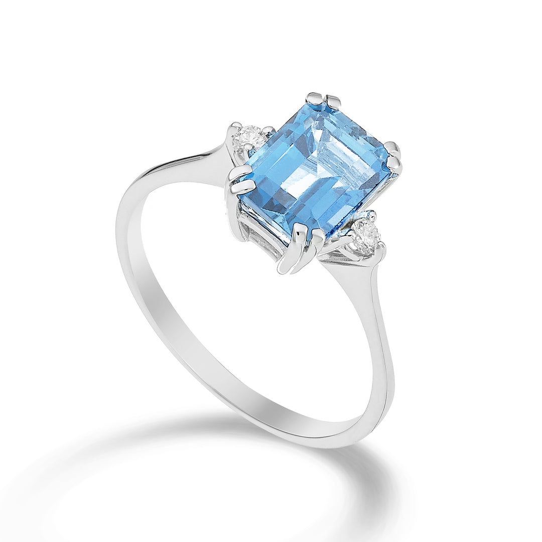 Mikiko un topaz albastru octogonal 18k 8x6 ct.2,10 diam. ct.0,06 MACL090DITPAZ3O4