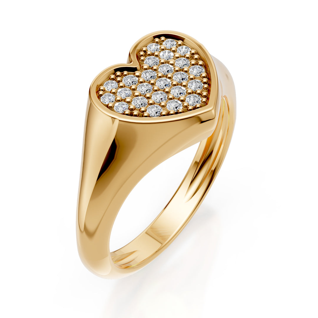 World Diamond Group pinky heart ring size 10 with diamonds yellow gold ACH004DIG-24071110001