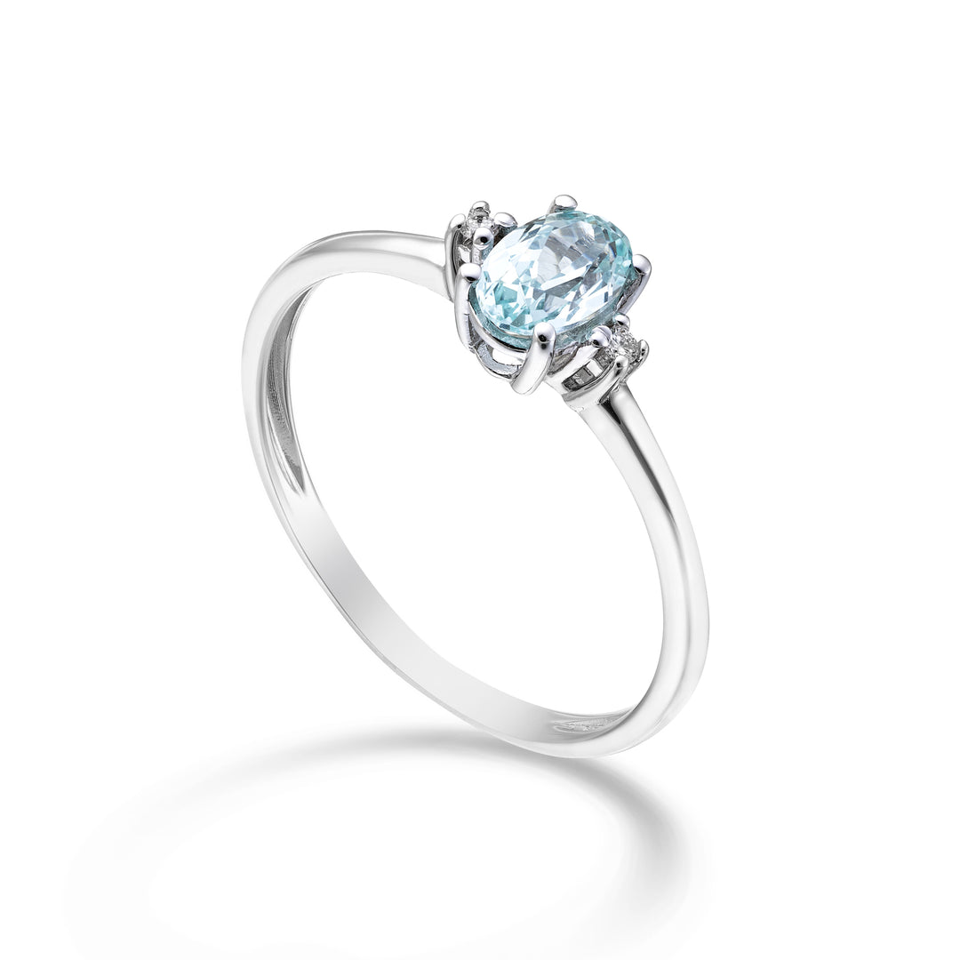 Mikiko 18k soikea paraiba turmaliini 6x4 ct.0,70 halk. ct.0.02 MA5072O4PAR