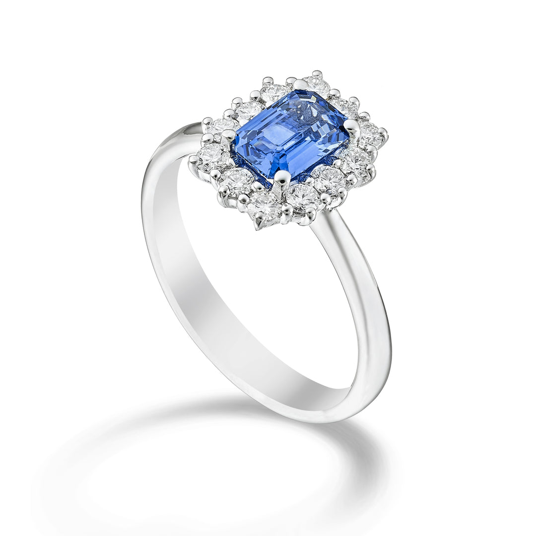 Golay anello zaffiro 7x5 ottagonale e contorno 12 pietre ACL058DIZB2-23299110009