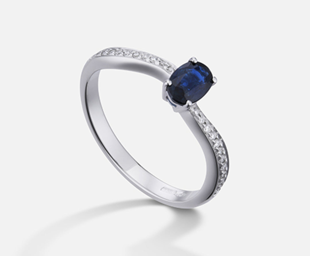 Nihama an 18k sapphire no. oval 6x4 ct.0.62 diam. 0.10 ct NA5108O4ZFN062