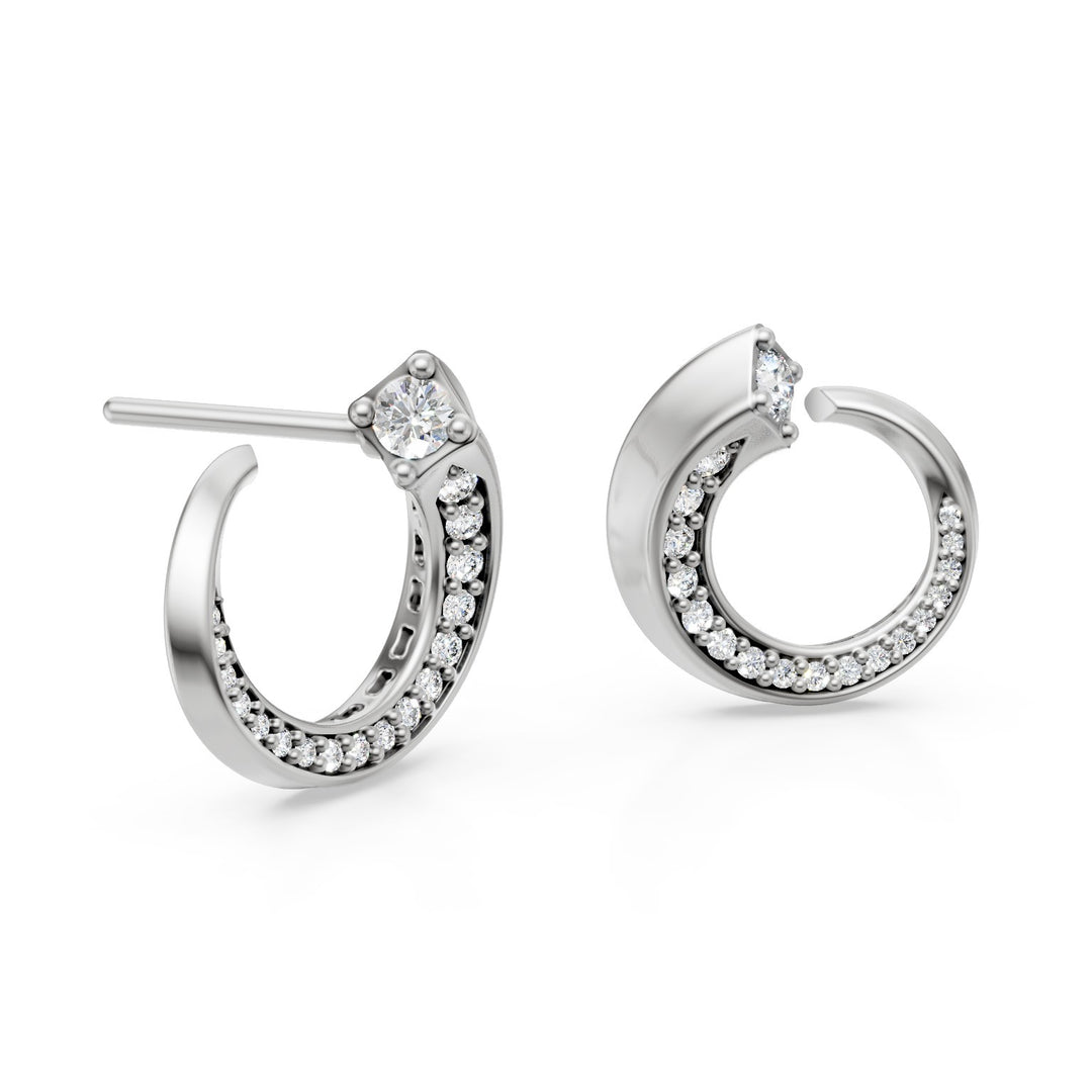 Golay velké náušnice spirála z bílého zlata cen. 0,16ct OF051BDI-24270110082
