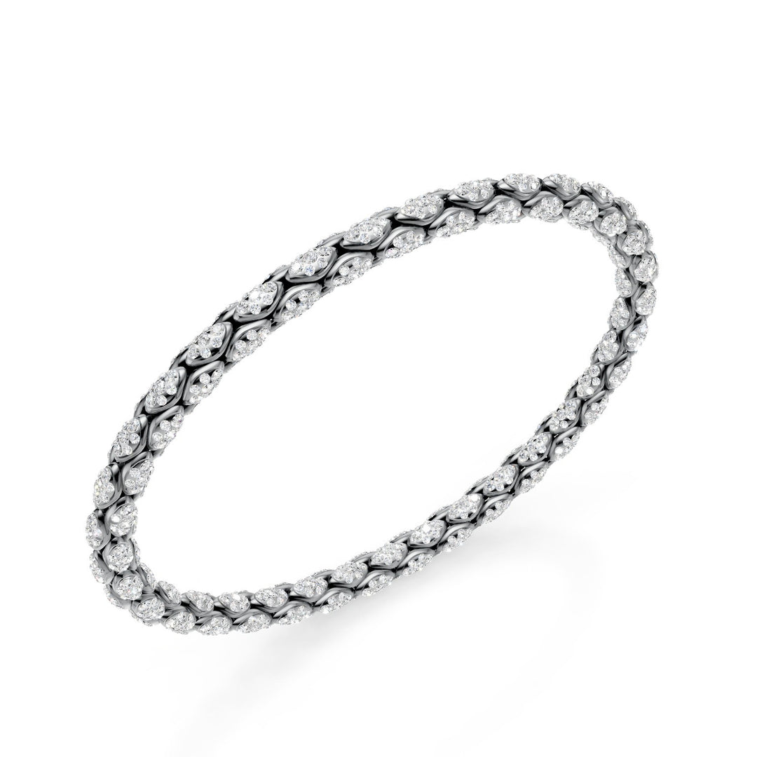 Brățară din platină Golay, complet pavată cu diamante, legătură în os de pește, 16,5 cm GBR032FPPTDI-165