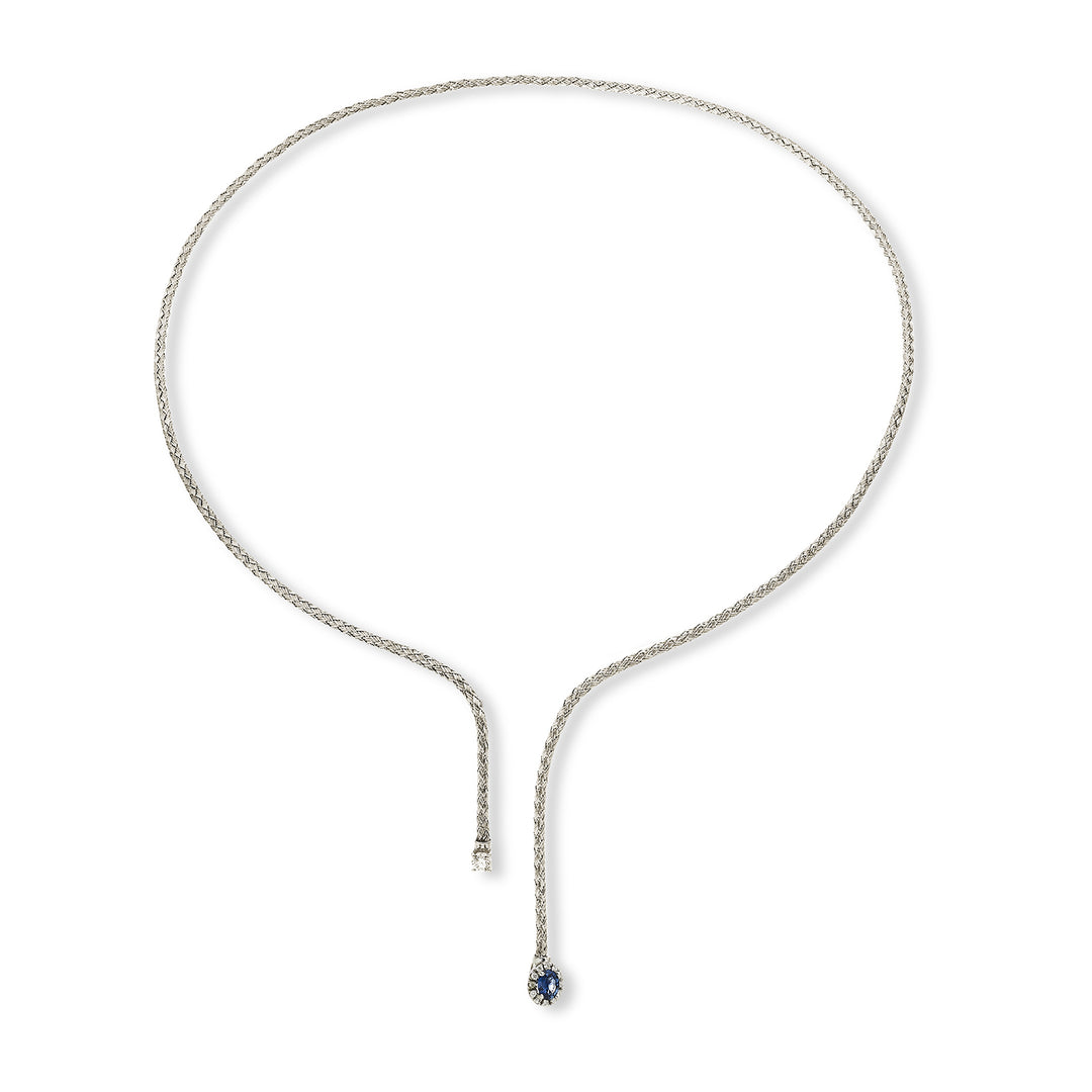 World Diamond Group cl 18k οβάλ φυσικό πλέγμα από ζαφείρι 4x3 ct.0,21 διάμ. Λευκός χρυσός 0,13 καρατίων GDMAGLIA01DIZFO4