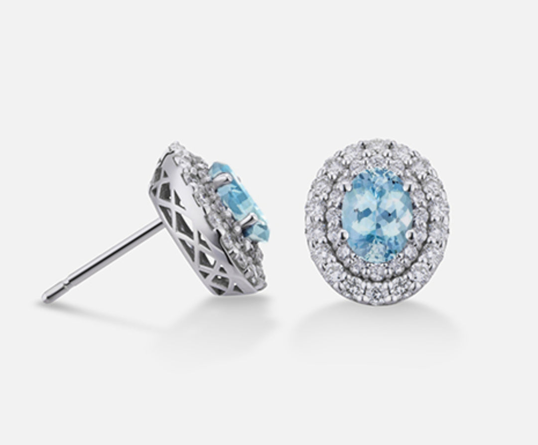 Nihama eller 18k oval akvamarin 6x4 ct.0.60 dia ct.0.66 NO5040O4AM