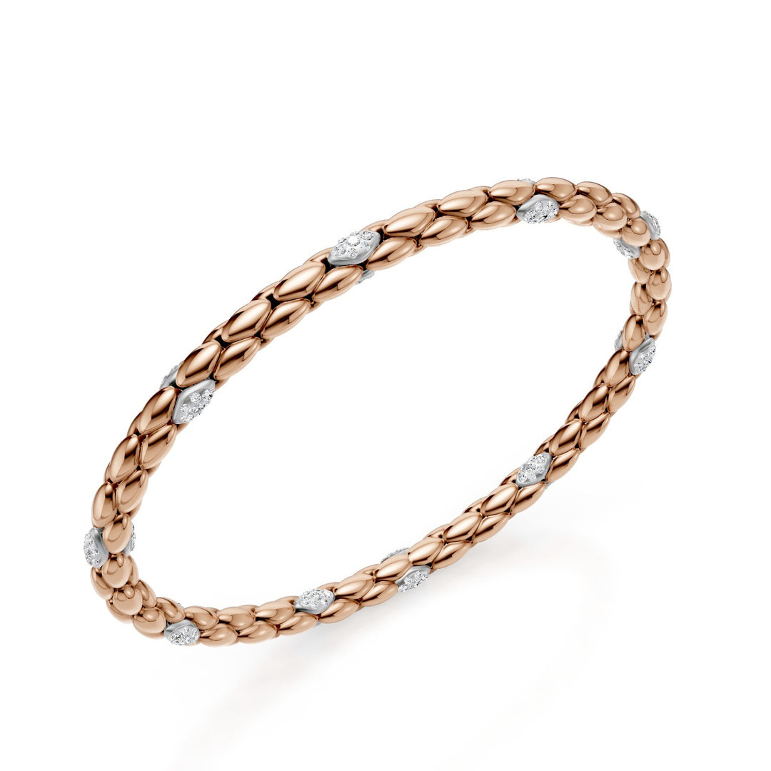 Pulsera Golay en oro rosa de 9 quilates, con 10 inserciones de pavé, eslabón en espiga, 18 cm GBR032E10R3DI-180