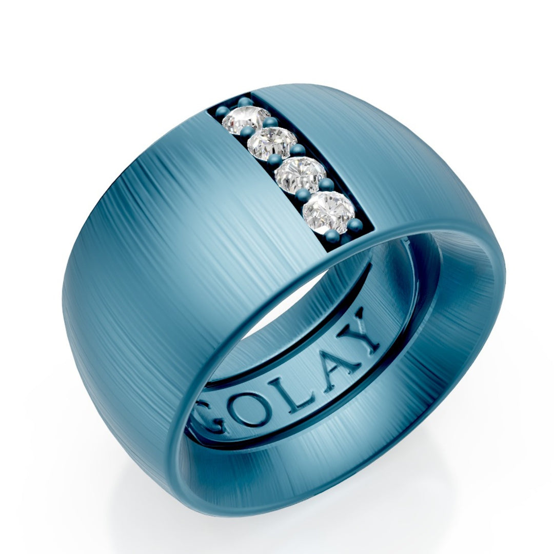 Anel de textura de tecido de titânio azul Golay, tamanho 15, com mola interna para redução GAN028DIBLTX-15