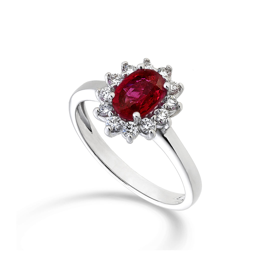 Mikiko en 18k oval rubin 7x5 ct.0,90 diam. 0,30 ct MA5094O4RBC