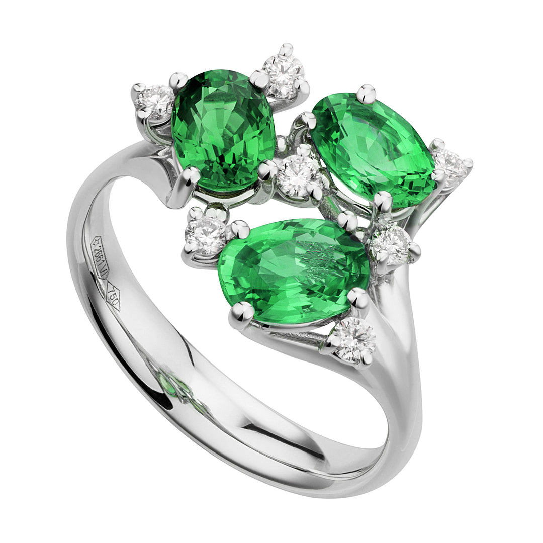 Bague trilogie Golay avec 6x8 émeraudes et diamants ATRM001DISM1-20160110039