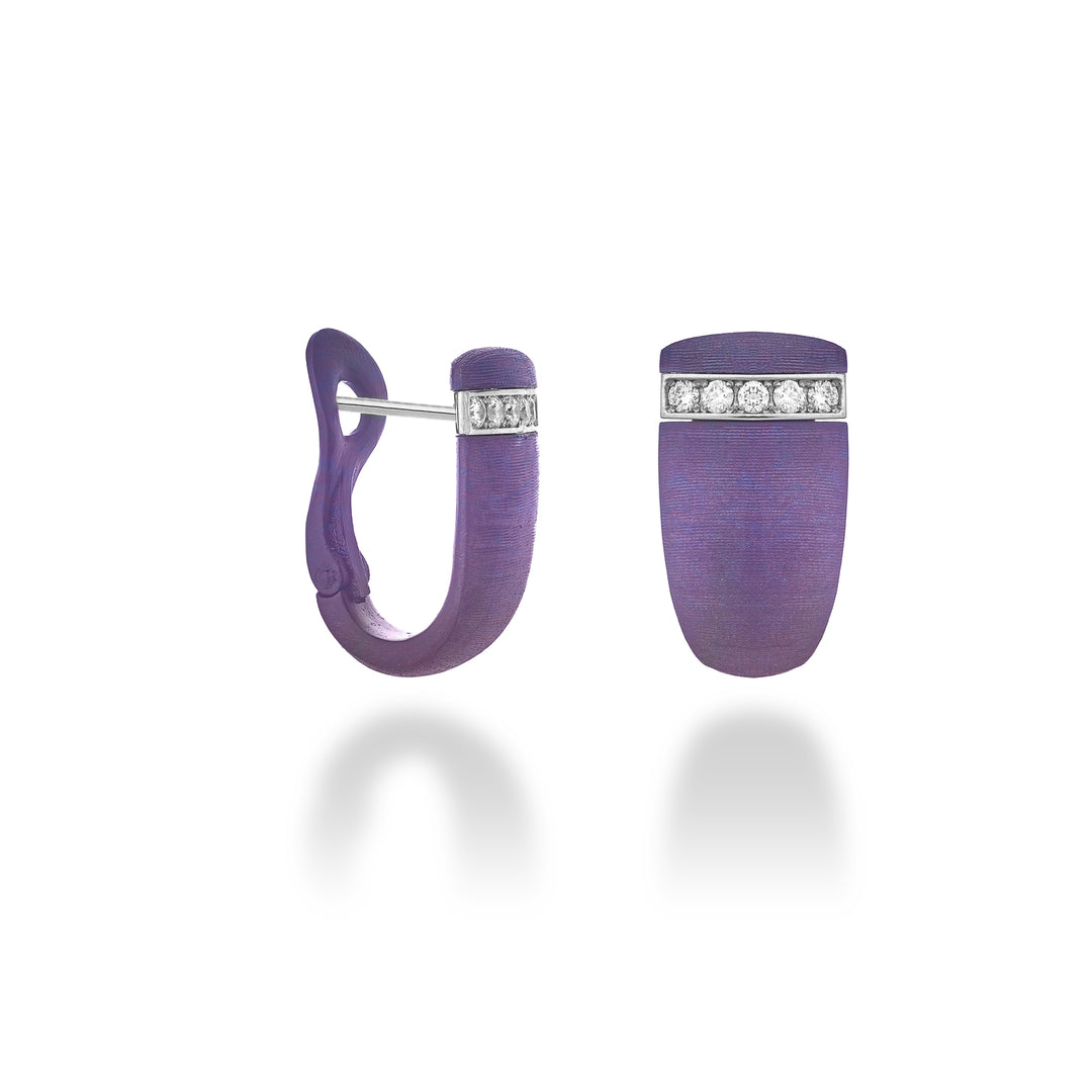 Cercei clip Golay din titan violet și aur alb de 18k. lunetă setată cu diamante GOR035O4DIVITX