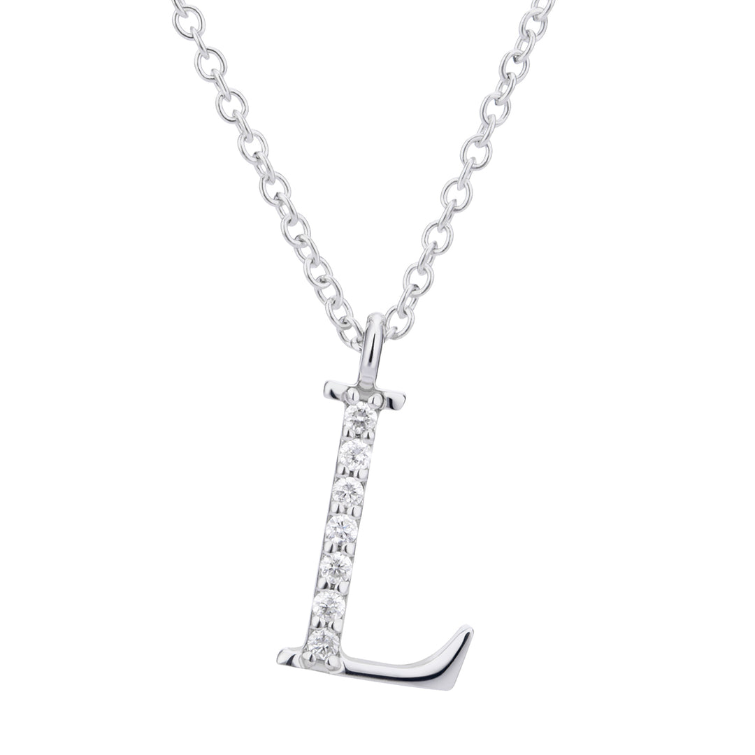 Golay cl 18k letra l diam grande. Oro blanco GDGFLO4 de 0,03 ct.
