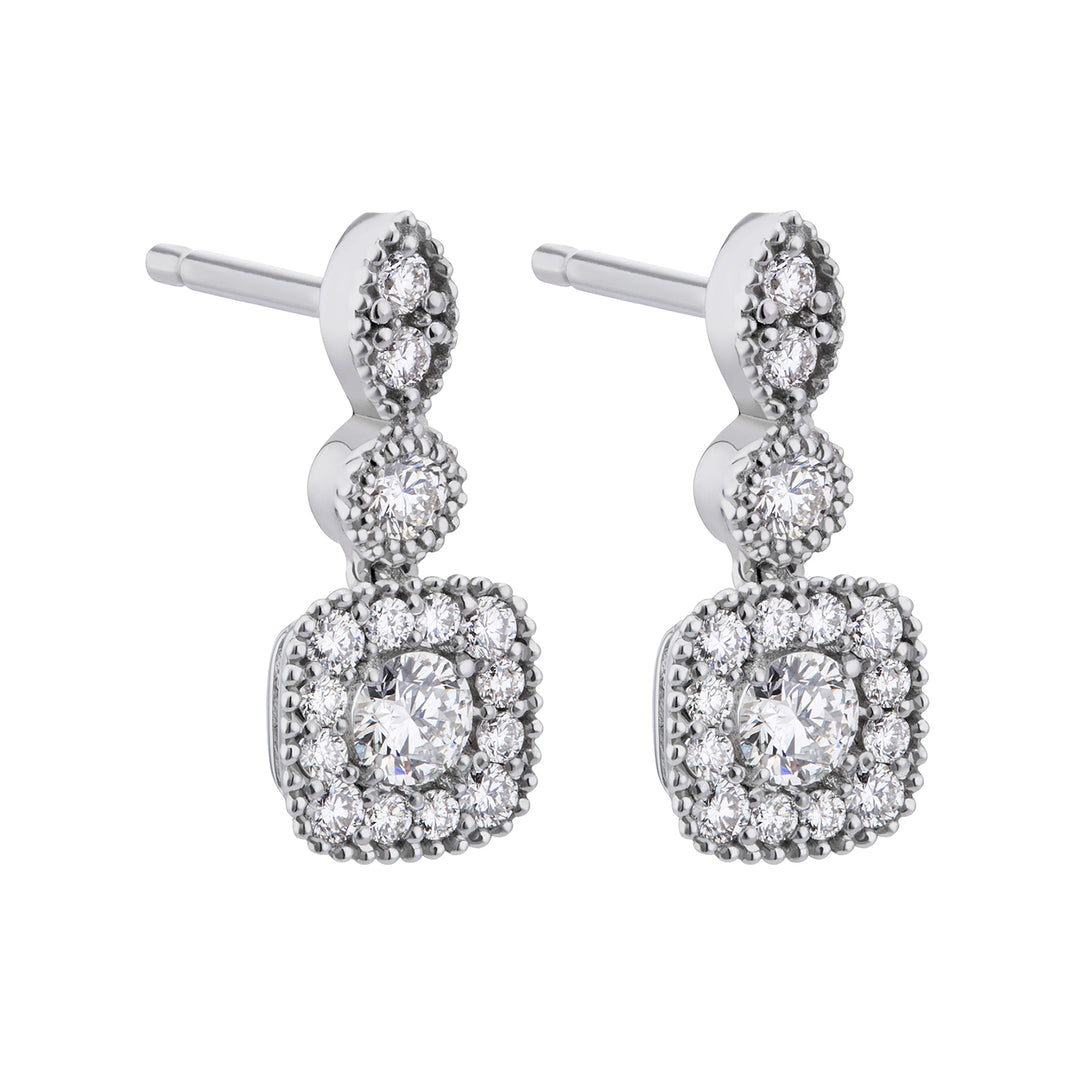 Centralne kolczyki z jaśminem i konturem World Diamond Group OCT026DI3-19025110203