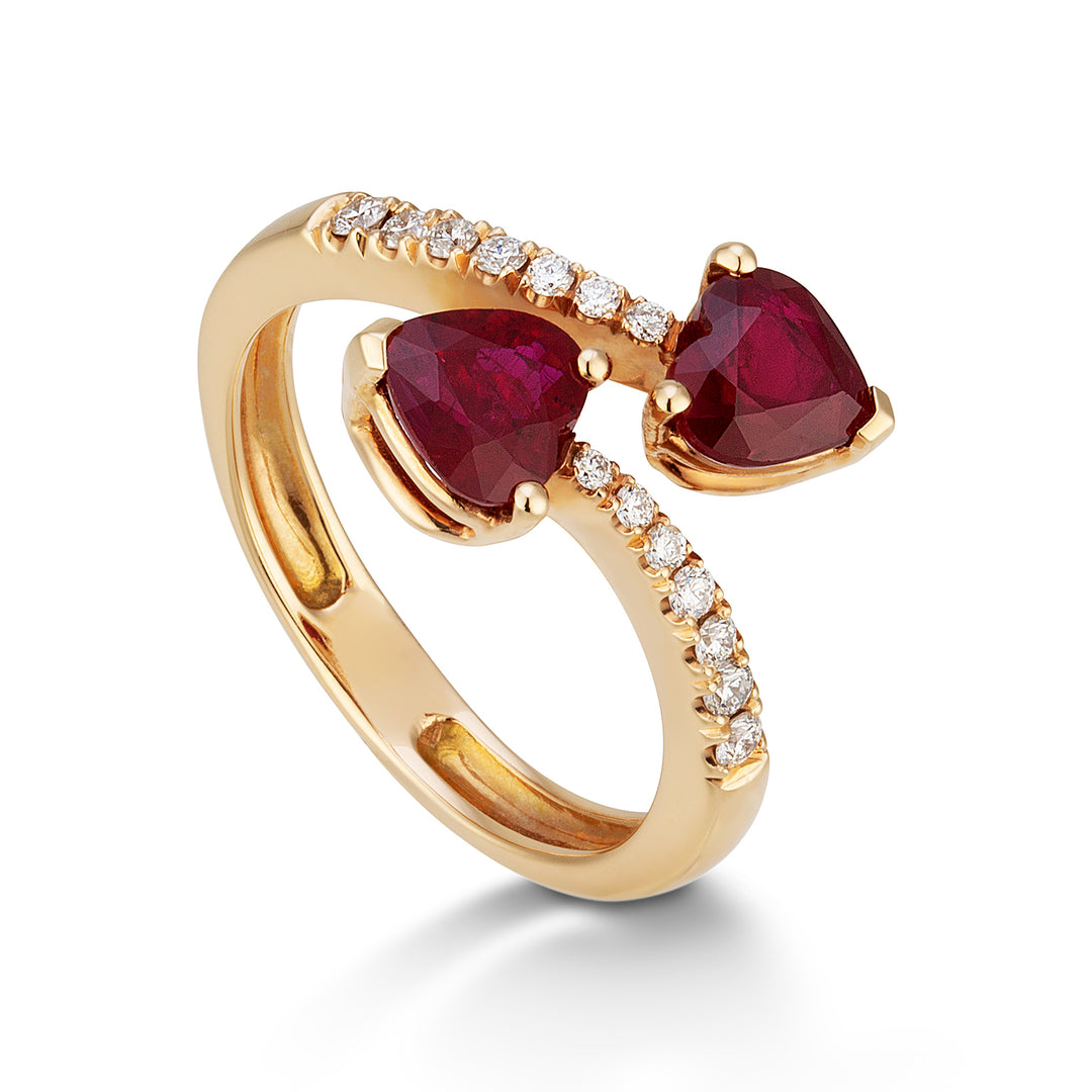 Bague Golay avec rubis en forme de coeur 6x5 et diamants ACLC120DIRU-22047110065