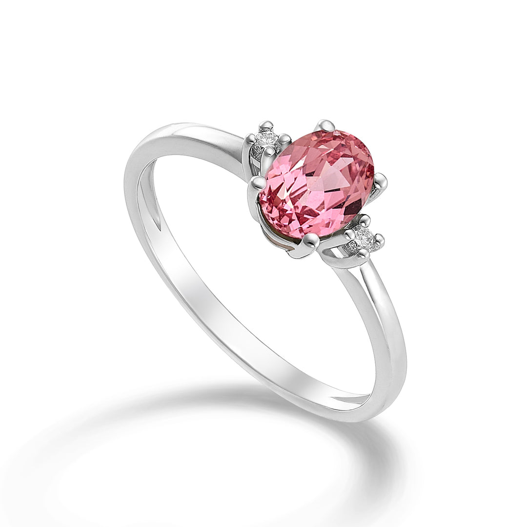 Nihama, ein ovaler rosafarbener Saphir aus 18 Karat, 7 x 5 ct. 0,80 Durchm. ct.0,03 NA5073O4ZFRP