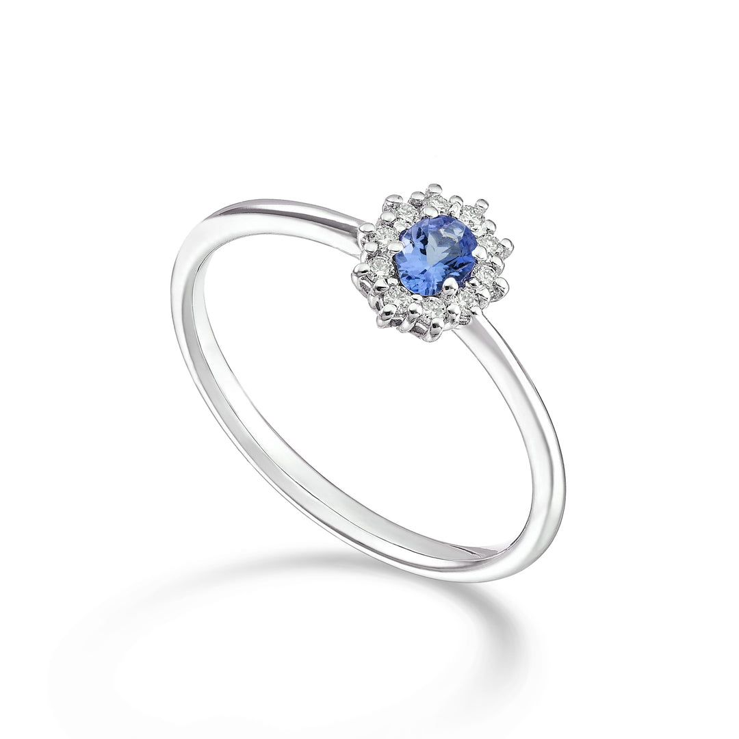 Mikiko una tanzanita ovalada de 18k 4x3 ct.0,14 diam. ct.0.08 MA5166O4TZN