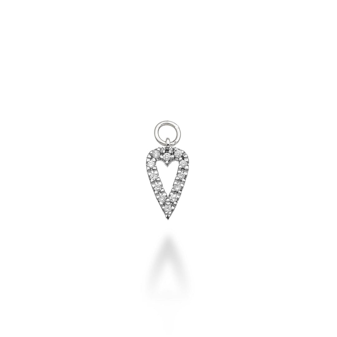 World Diamond Group liten langstrakt hjerte sjarm 18k 0,06 ct hvitt gull GCH214DIO4