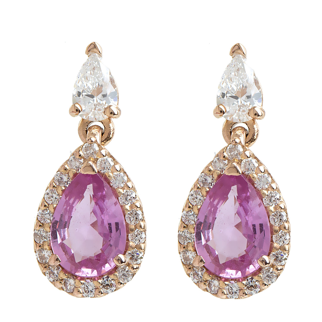 Golay pink safir dråbe ørering 6x4 og diamanter ORB300PS-18129110030