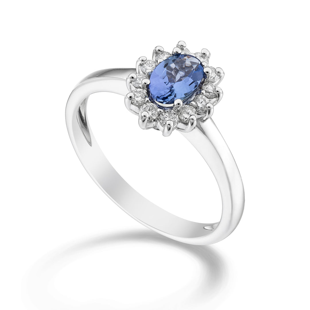 ميكيكو خاتم 9 قيراط تanzanite رقم. بيضاوي 6x4 قيراط 0.38، ماسة قيراط 0.23 MA5093R4TZN