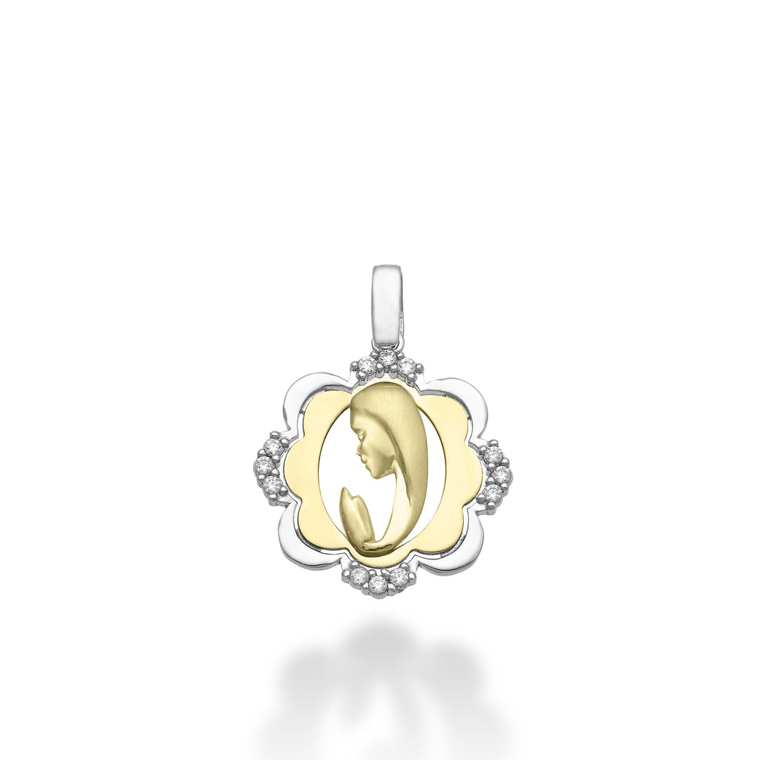 Mikiko pe 18k 0,10 ct Madona modlí bílé/žluté zlato 1,6 cm MP5029O7BR010