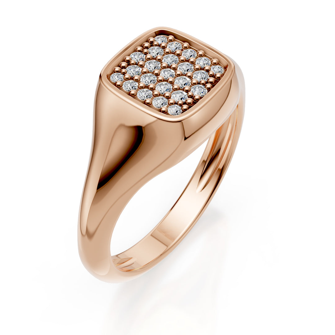 World Diamond Group vierkante pinkring maat 10, roségouden diamanten ACH003DIR-24099110197