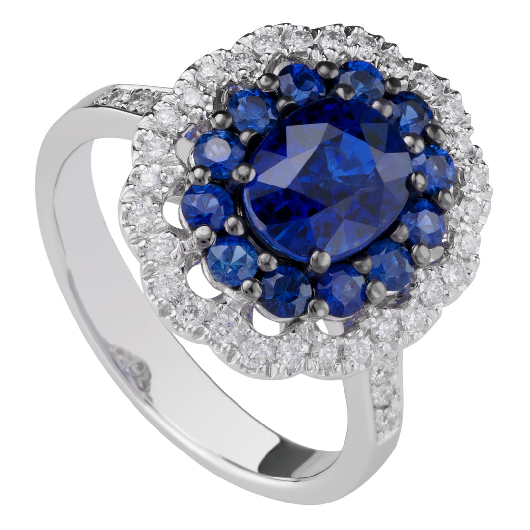 Golay oval safirring 8x6 dubbelkontur safir+diam ACLC051ZBDI-21193110122