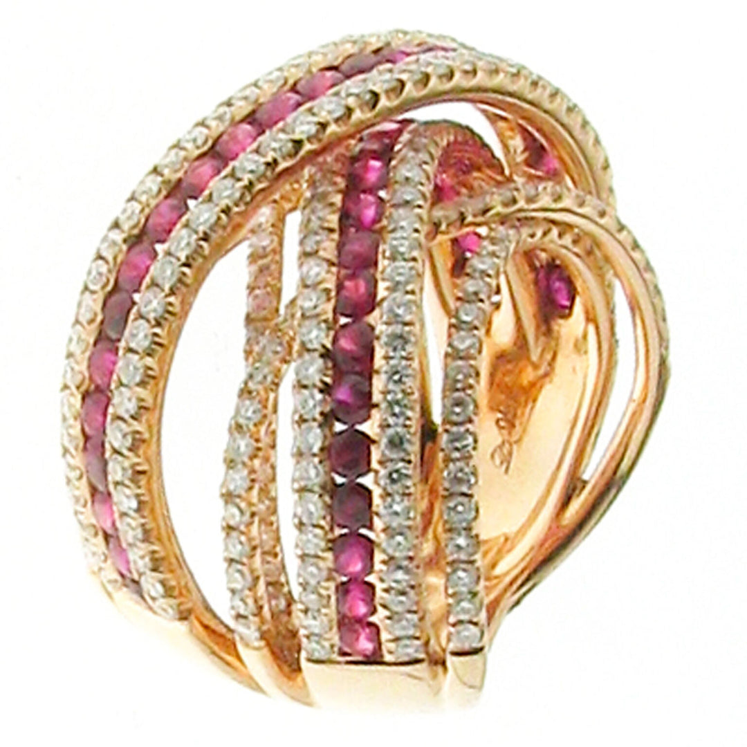Sortija Golay múltiple diamantes y rubíes oro rosa AEVR59-836-16047000064
