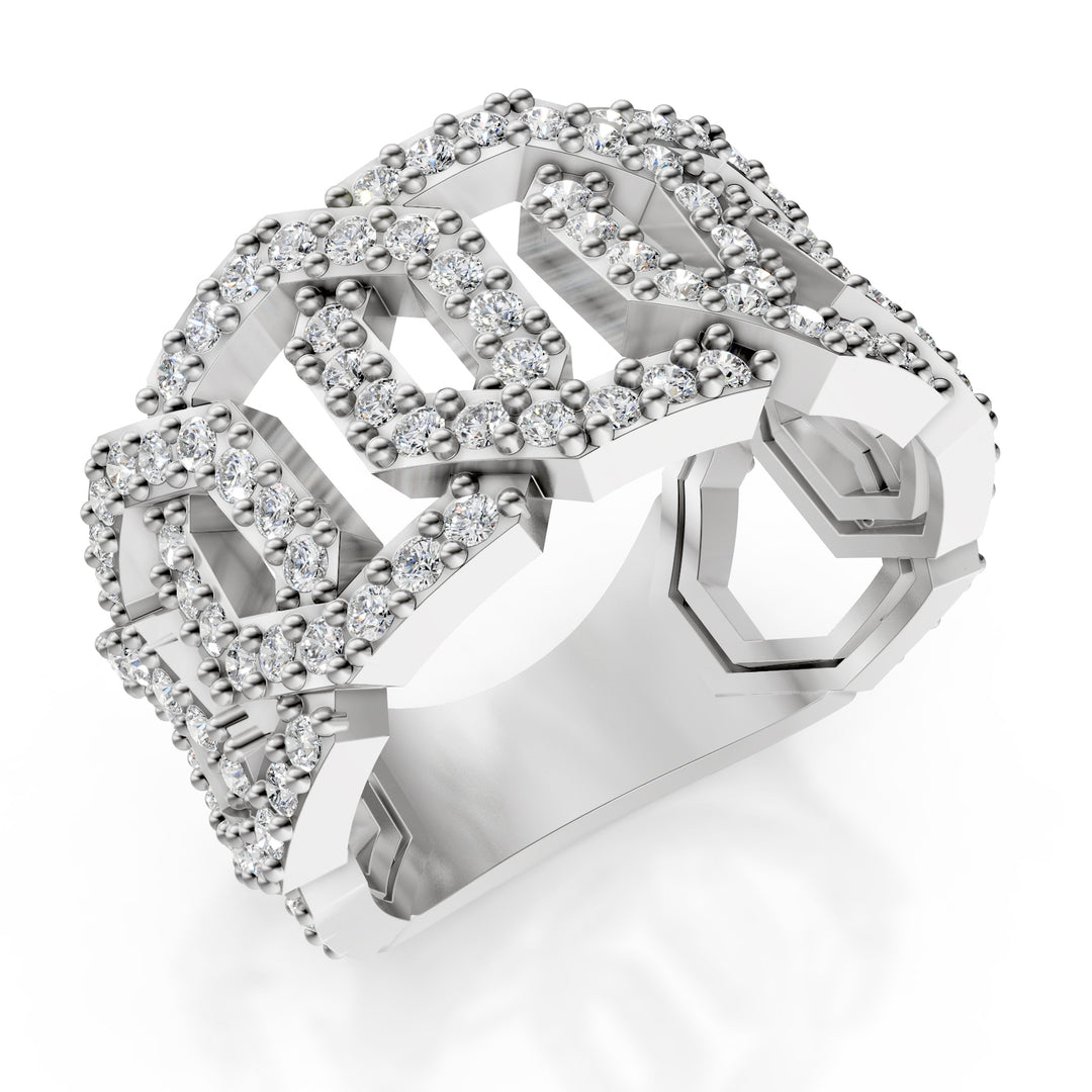 Duży pierścionek Golay z 6 elementami z diamentami AFS466DI2B-25139110206