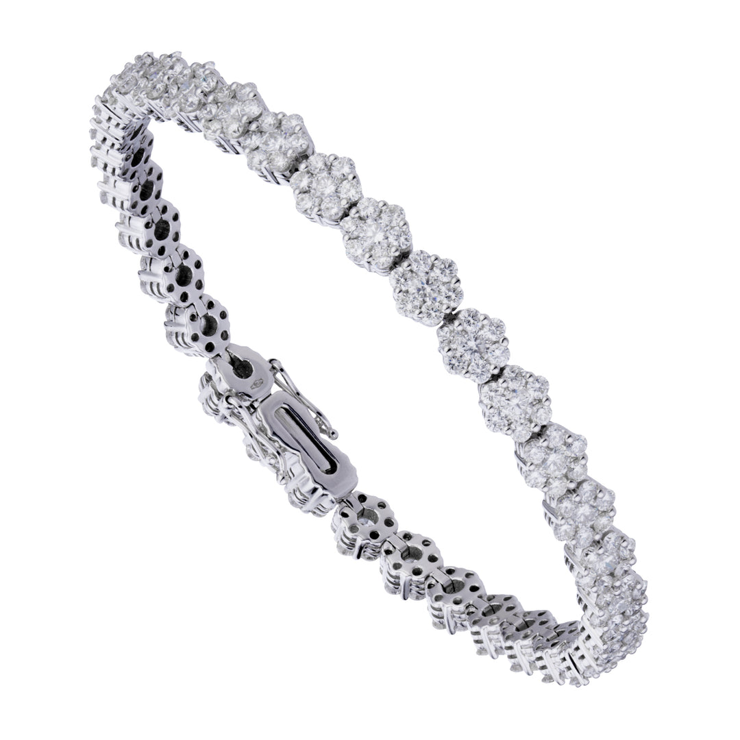 Golay litet blomma armband i vitt guld och vita diamanter BRDMC079-21022110007