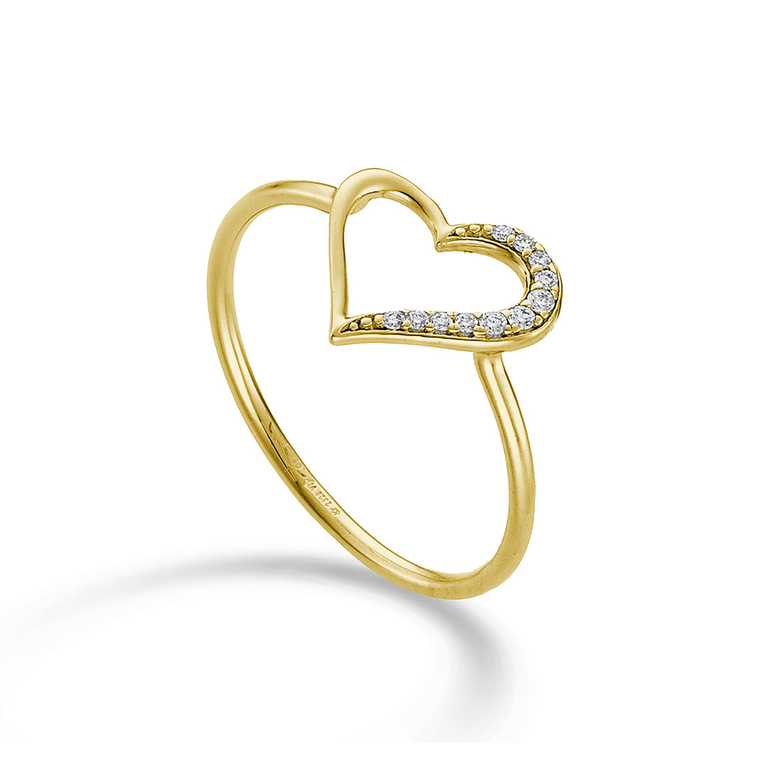 Mikiko an 18k small heart smooth half yellow gold diam. ct.0.04 MA5136O1BR004