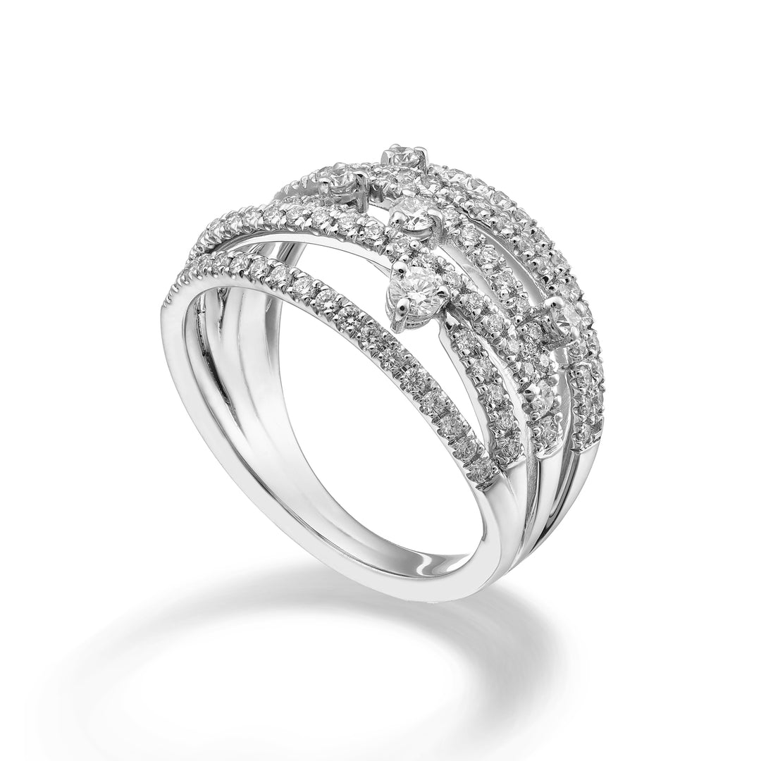 Inel cu diamant încastrat cu șase rânduri Golay, cu spot AMF7951DB-25353110018