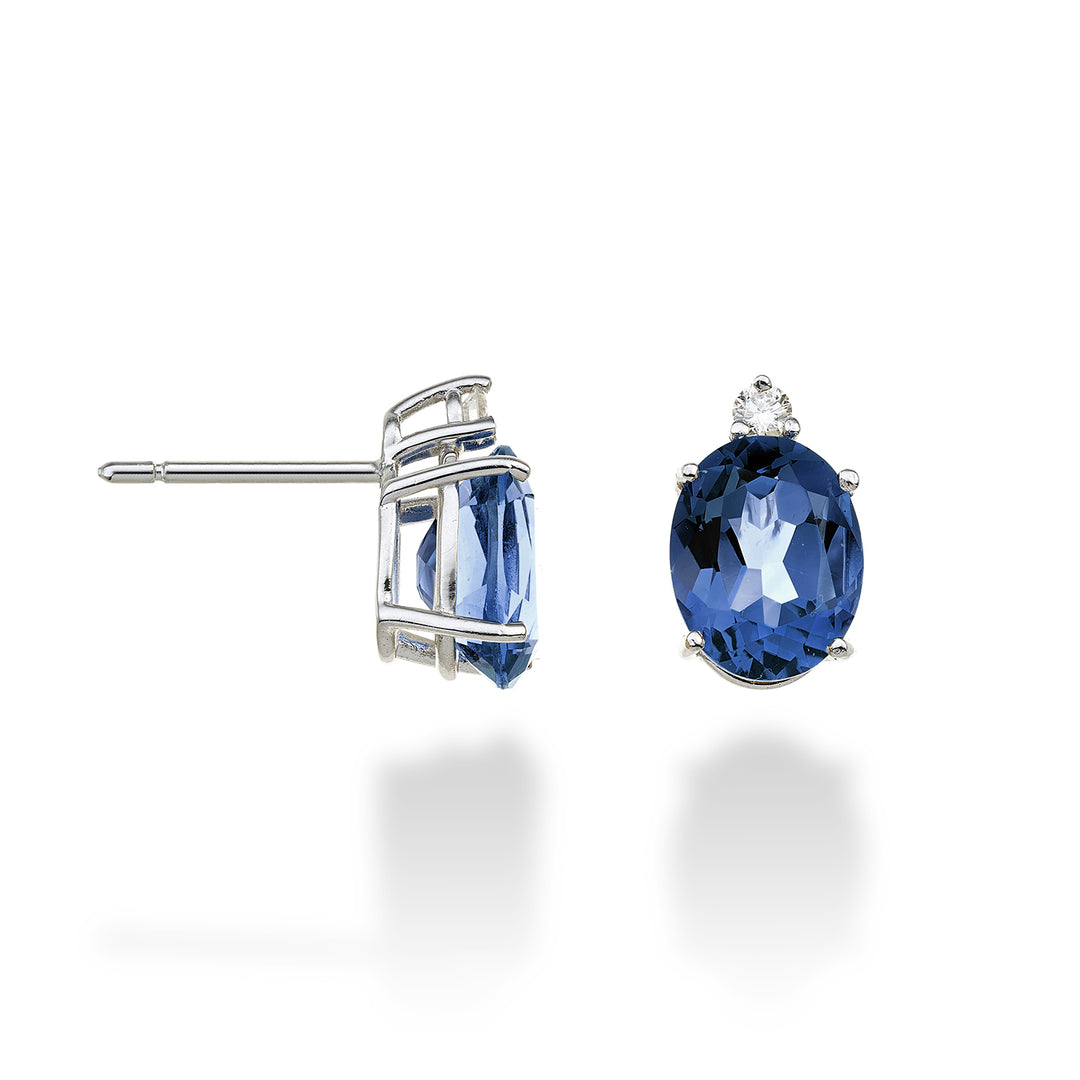 Mikiko ou topaze bleue de Londres ovale 18 carats 7x9 ct.4,00 diam. 0,08 ctMO5080O4TPBL