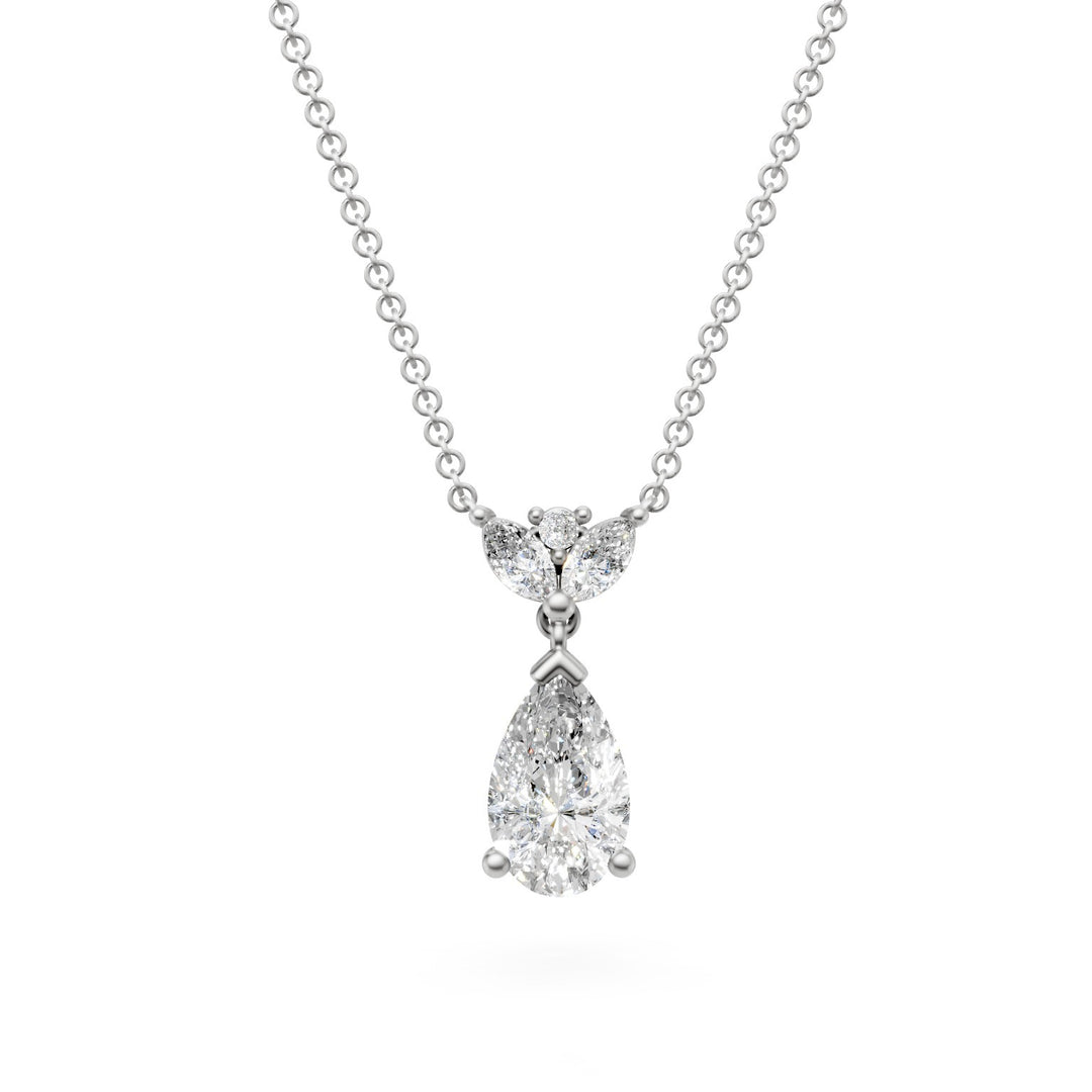 X-Diamond cl 18kt lab g.d. totaal ct.2.01 drop ct.1.73 d vvs2, met twee markiezen en een rondje bovenop LXDGPU064O4GOBI201