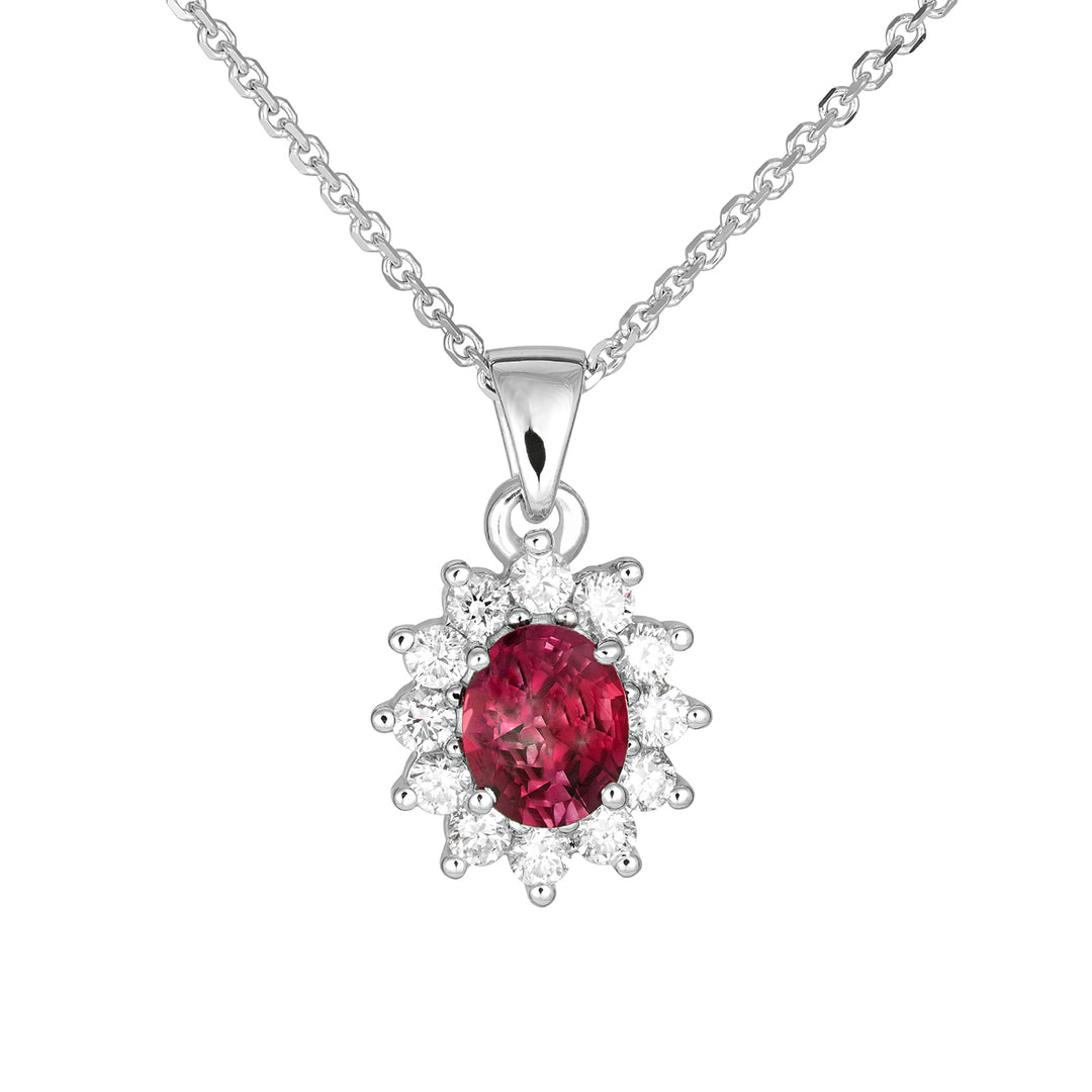Colar Golay com pingente oval de rubi 5x4 e diamantes PCL021WDIRU-22258110058