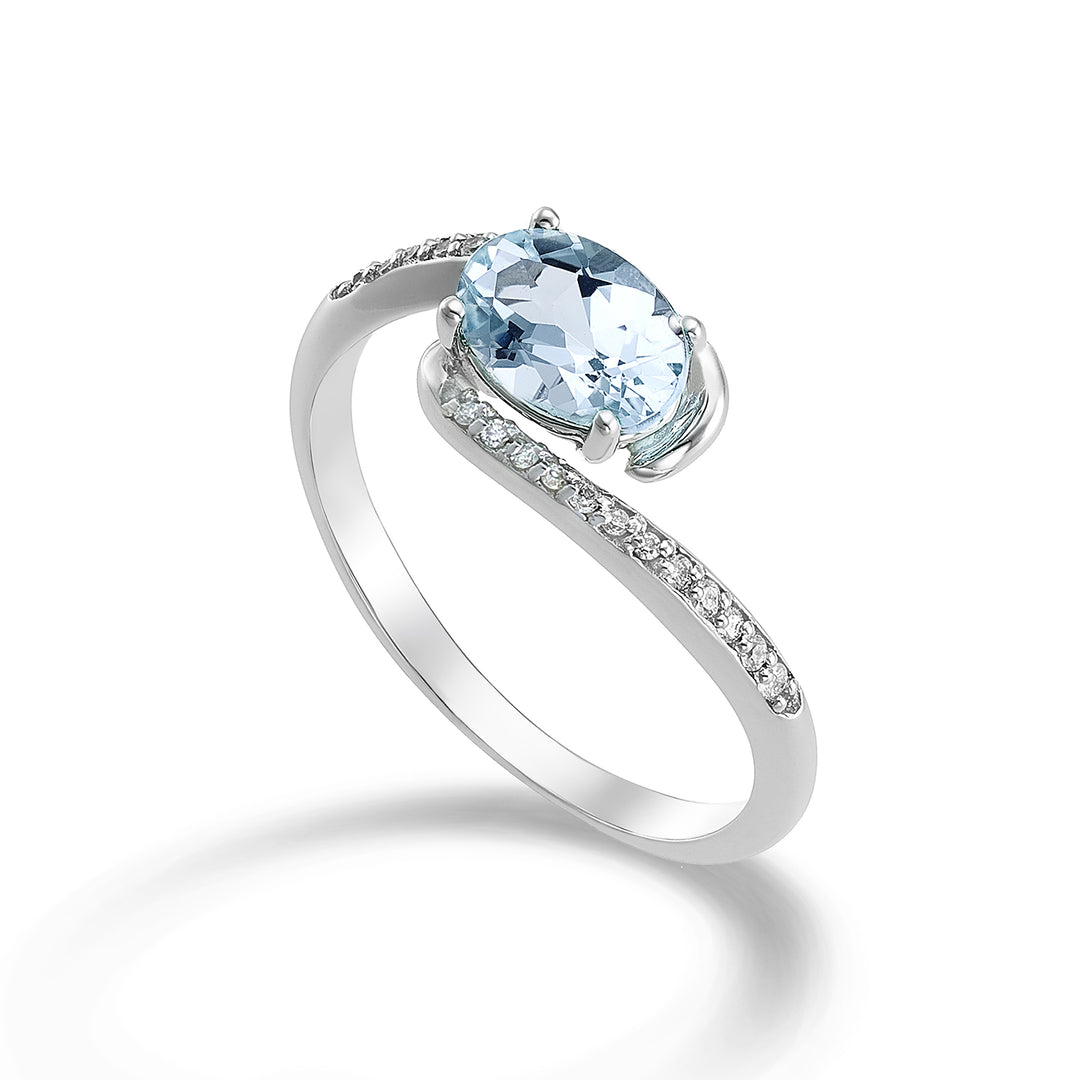 Nihama μια ακουαμαρίνα 18k οβάλ 7x5 ct.0,50 διάμ. ct.0,085 NA5101O4AM