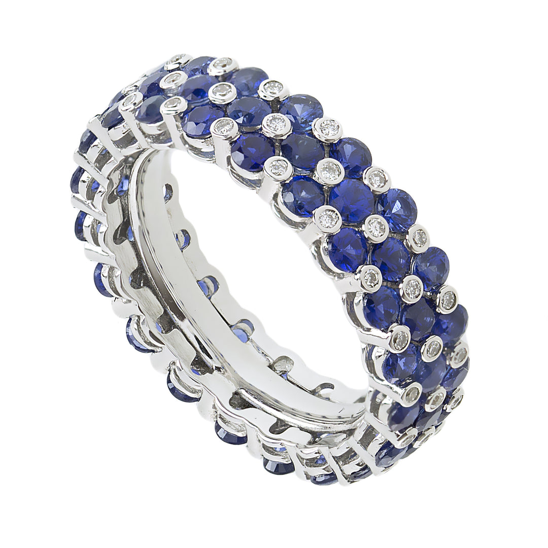 Golay 3-rivinen sormus timanteilla ja safiireilla AB2781BS-17355000051