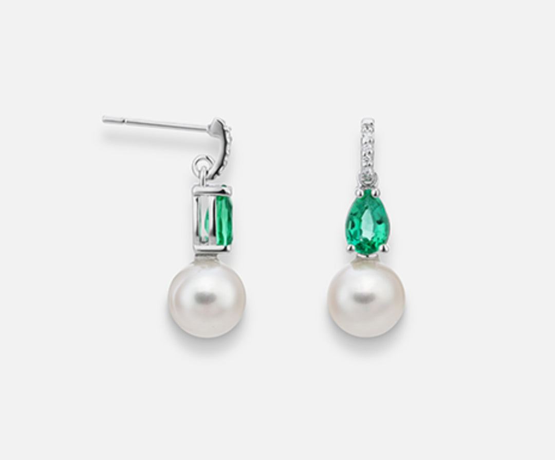 Nihama eller 18k fw 7.5/8 emerald drop6x4 ct.0.74 dia ct.0.03 NO1528O4FABI075