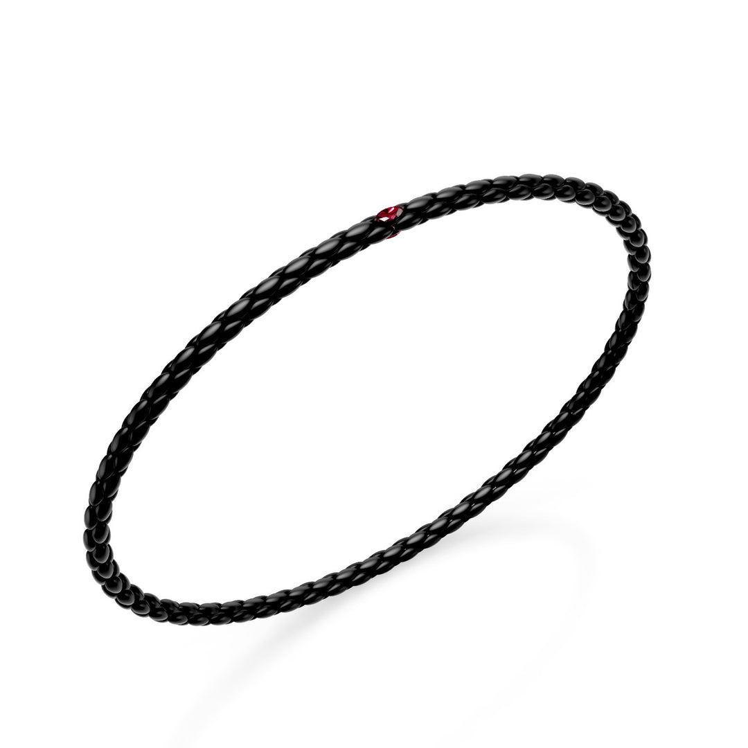 Pulsera Golay de titanio negro, con eslabón en espiga y elemento con dos rubíes marquesa 18,5cm GBR039E1RUNE-185